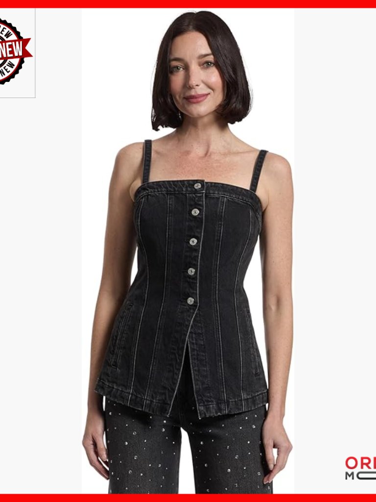 Tailored Bustier Top With Removable Straps, Slim Fit, Button Front